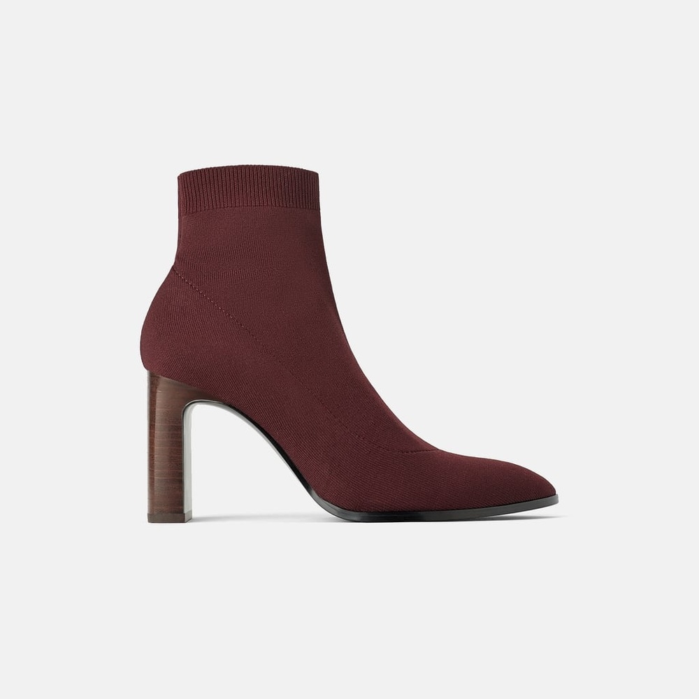 Zara Burgundy Ankle Boots